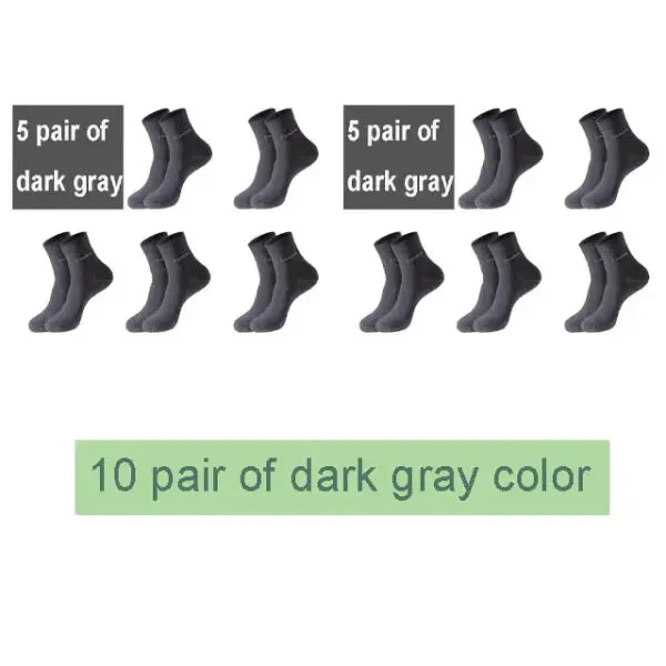 10 Pairs of Breathable Bamboo Fiber Crew Socks for Men - 10 dark gray / size 38-45