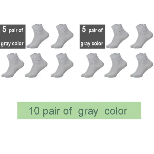 10 Pairs of Breathable Bamboo Fiber Crew Socks for Men - 10 gray color / size 38-45