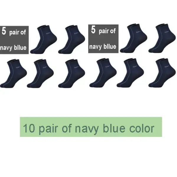 10 Pairs of Breathable Bamboo Fiber Crew Socks for Men - 10 navy blue / size 38-45