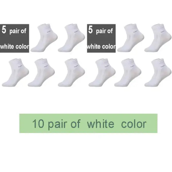 10 Pairs of Breathable Bamboo Fiber Crew Socks for Men - 10 white / size 38-45