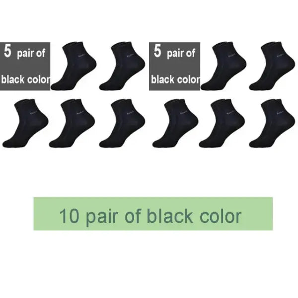 10 Pairs of Breathable Bamboo Fiber Crew Socks for Men - 10 black color / size 38-45