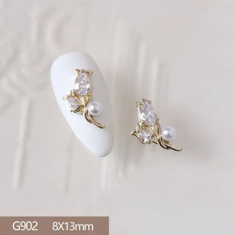 10Pcs 3D Butterfly and Flower Nail Charms for Trendy Nail Art - G902