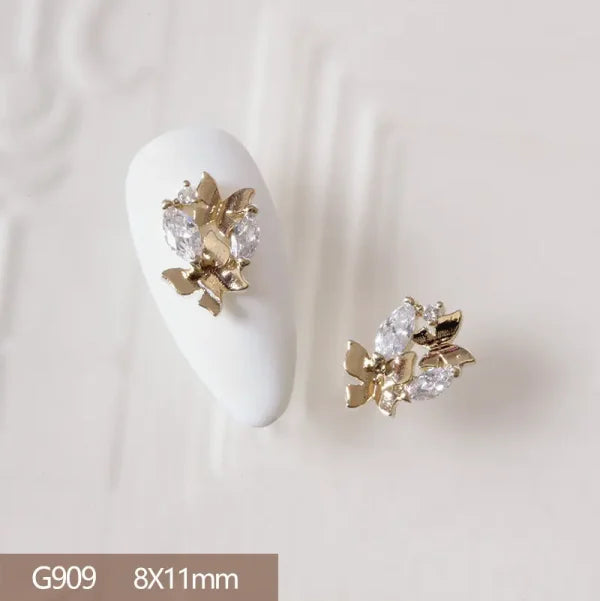 10Pcs 3D Butterfly and Flower Nail Charms for Trendy Nail Art - G909