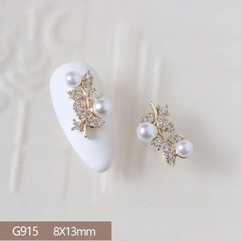 10Pcs 3D Butterfly and Flower Nail Charms for Trendy Nail Art - G915