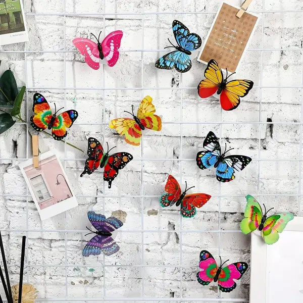 10pcs 3D LED Butterfly Decoration Night Light Sticker Single and Double Wall Light for Garden Backyard Lawn Party