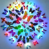10pcs 3D LED Butterfly Decoration Night Light Sticker Single and Double Wall Light for Garden Backyard Lawn Party