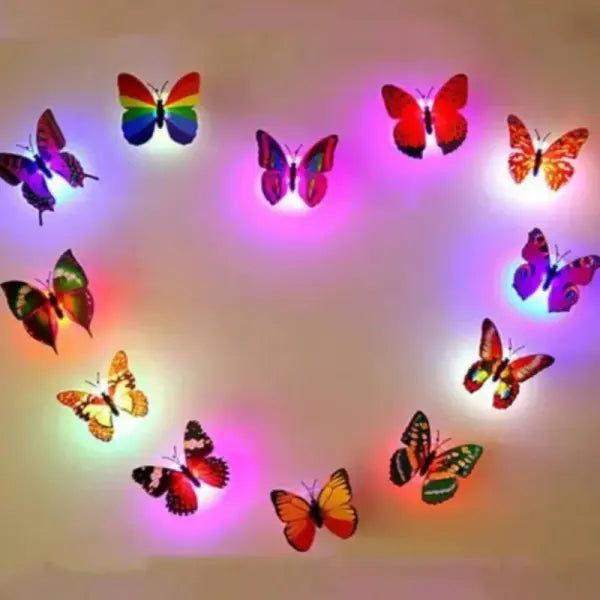 10pcs 3D LED Butterfly Decoration Night Light Sticker Single and Double Wall Light for Garden Backyard Lawn Party