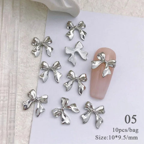 10pcs Bag of Silver and Gold Butterfly Nail Charms for Women’s Fashion - 5