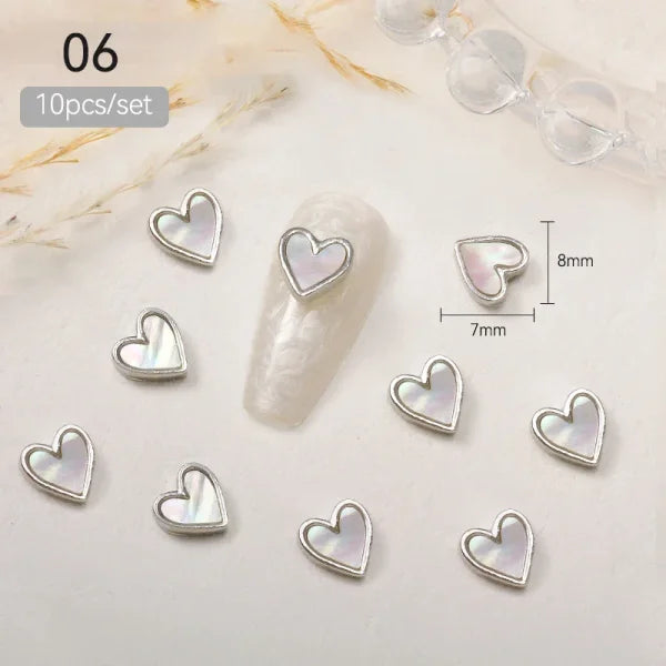 10pcs Bag of Silver and Gold Butterfly Nail Charms for Women’s Fashion - HE06