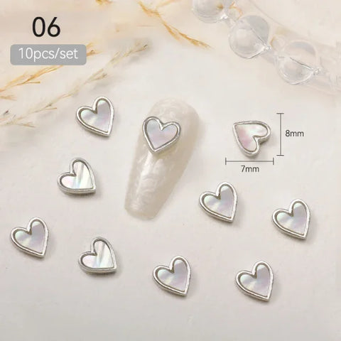 10pcs Bag of Silver and Gold Butterfly Nail Charms for Women’s Fashion - HE06