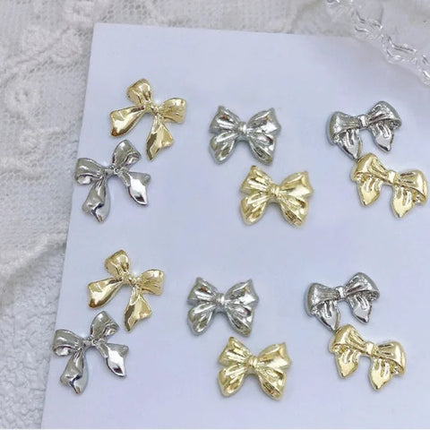 10pcs Bag of Silver and Gold Butterfly Nail Charms for Women’s Fashion