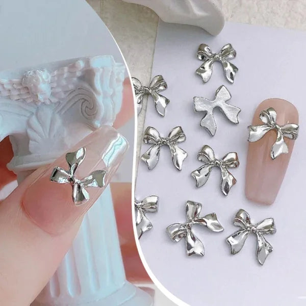 10pcs Bag of Silver and Gold Butterfly Nail Charms for Women’s Fashion