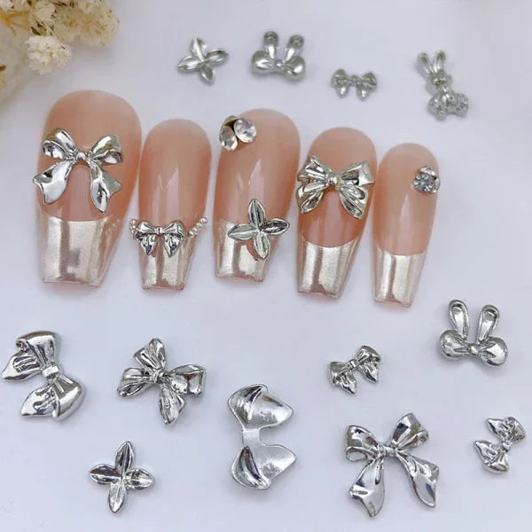 10pcs Bag of Silver and Gold Butterfly Nail Charms for Women’s Fashion