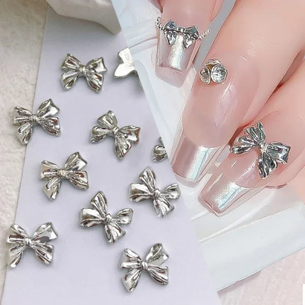 10pcs Bag of Silver and Gold Butterfly Nail Charms for Women’s Fashion