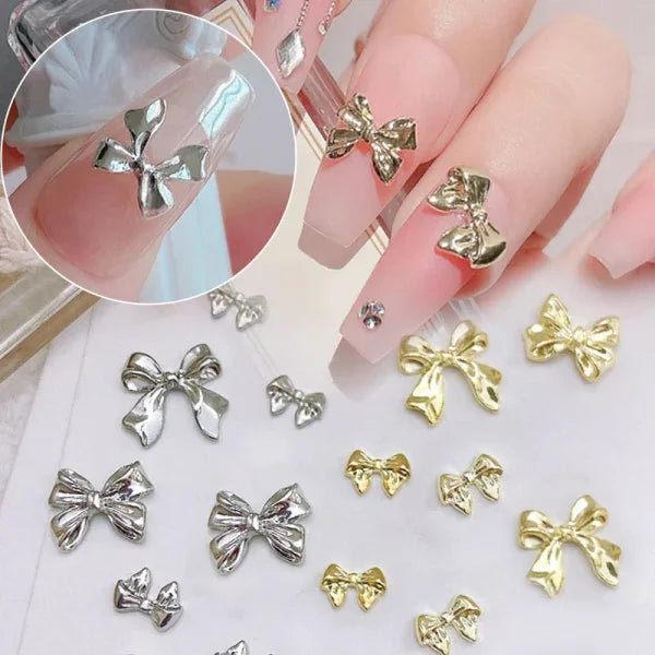 10pcs Bag of Silver and Gold Butterfly Nail Charms for Women’s Fashion