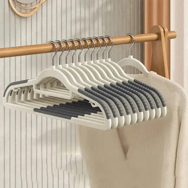 10Pcs Multifunctional Wet & Dry Hangers Non-Slip Household Wardrobe Clothes Organizer - Gray 10PCS