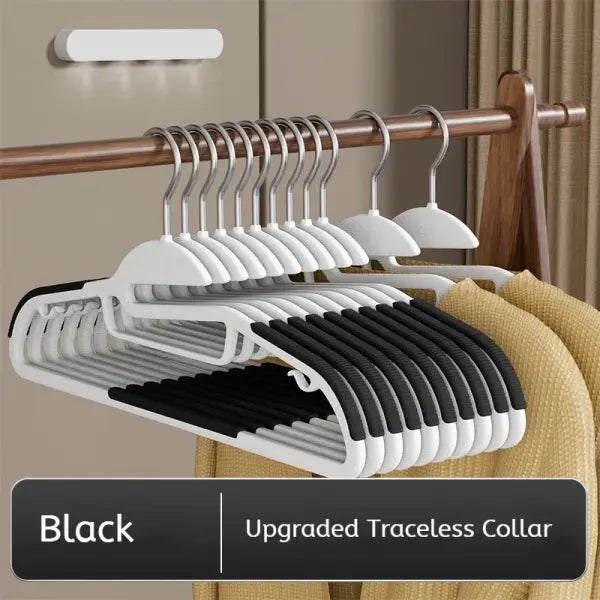 10Pcs Multifunctional Wet & Dry Hangers Non-Slip Household Wardrobe Clothes Organizer - Black 10pcs