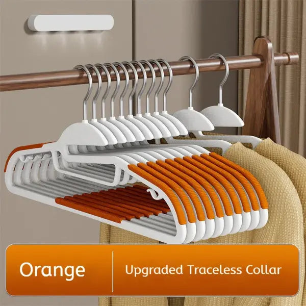 10Pcs Multifunctional Wet & Dry Hangers Non-Slip Household Wardrobe Clothes Organizer - Orange 10pcs