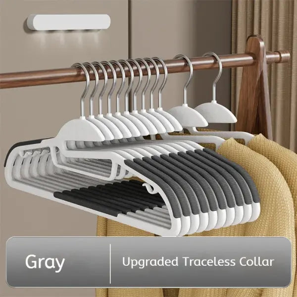 10Pcs Multifunctional Wet & Dry Hangers Non-Slip Household Wardrobe Clothes Organizer - Grey 10pcs