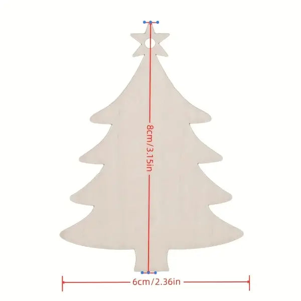 10pcs Unfinished Wood Christmas Tree Ornaments: DIY Blank Slices for Holiday Crafts - 10Pcs
