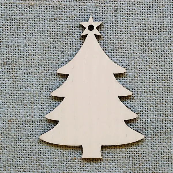 10pcs Unfinished Wood Christmas Tree Ornaments: DIY Blank Slices for Holiday Crafts - 10Pcs