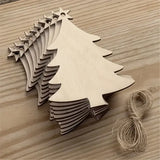 10pcs Unfinished Wood Christmas Tree Ornaments: DIY Blank Slices for Holiday Crafts - 10Pcs