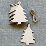 10pcs Unfinished Wood Christmas Tree Ornaments: DIY Blank Slices for Holiday Crafts - 10Pcs