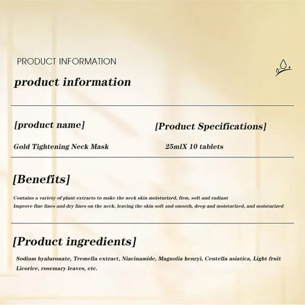 Gold Firming Neck Mask with Centella Asiatica Extract for Moisturizing - Himpall