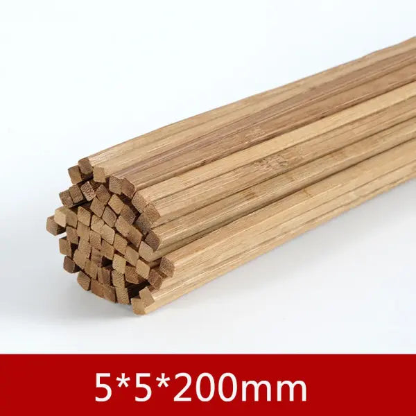 10pcs Bamboo Wood DIY Craft Strips: Model Building Material for Mini Furniture & Lanterns - 5x5x200 SW84585-05