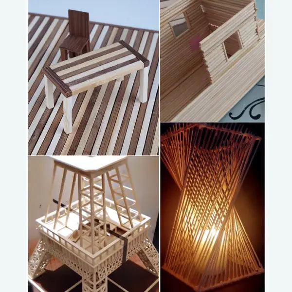 10pcs Bamboo Wood DIY Craft Strips: Model Building Material for Mini Furniture & Lanterns