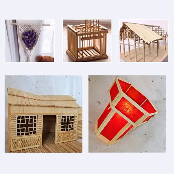 10pcs Bamboo Wood DIY Craft Strips: Model Building Material for Mini Furniture & Lanterns