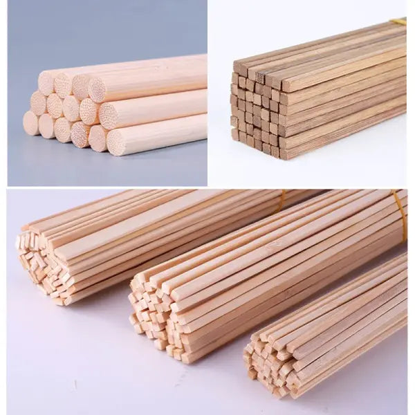 10pcs Bamboo Wood DIY Craft Strips: Model Building Material for Mini Furniture & Lanterns