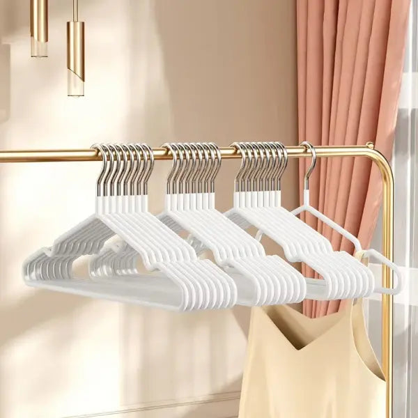 10-Pack Metal Traceless Hangers: Non-Slip Heavy-Duty Space Savers for Bedroom Closets - 10pcs white