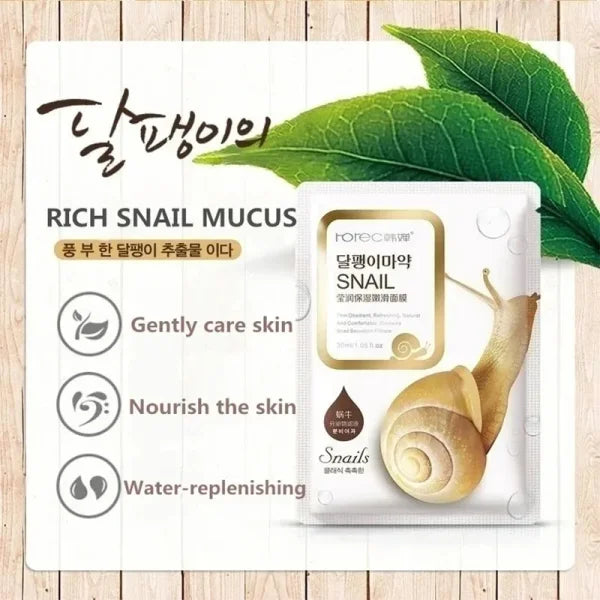 10pcs Snail Moisturizing Face Mask – Oil Control & Skin Replenishment - Himpall