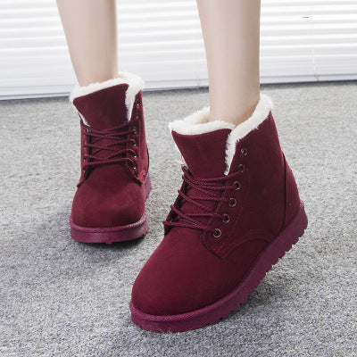 Suede Women Snow Boots with Artificial Wool Lining