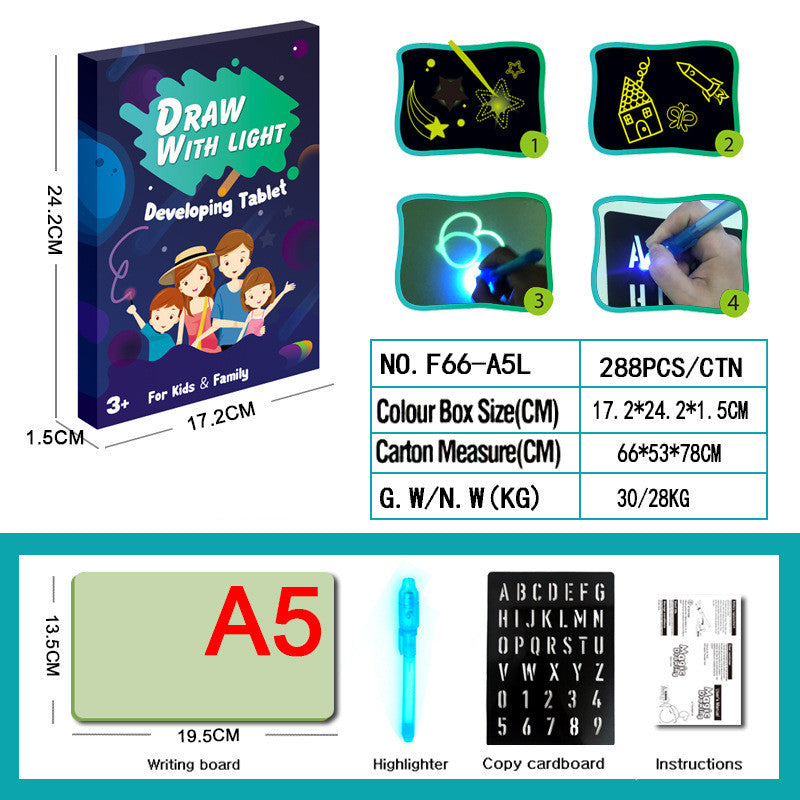 Luminous Drawing Tablet with Flashlight Marker - 10Style / S