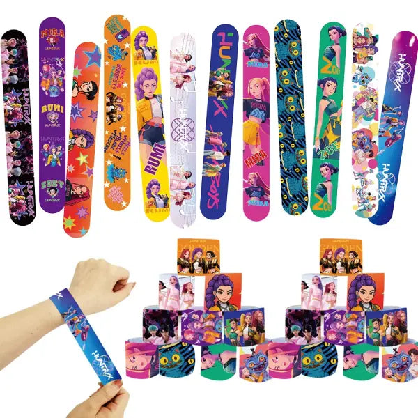 12/24/36/48pcs K-POP Demon Hunters Slap Bracelets Birthday Party Favors Gift Bag Christmas Stocking Fillers for Kids