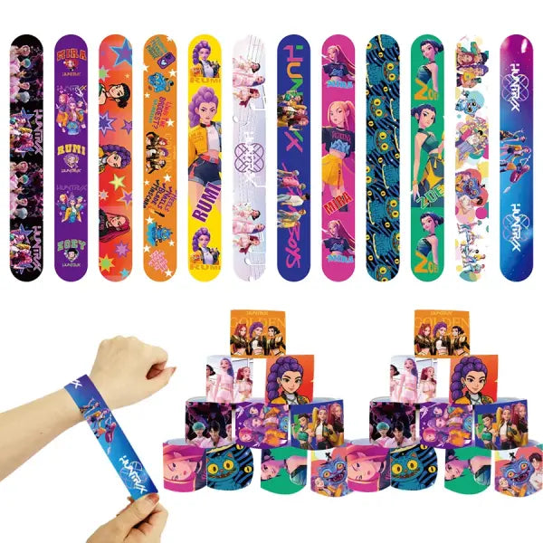 12/24/36/48pcs K-POP Demon Hunters Slap Bracelets Birthday Party Favors Gift Bag Christmas Stocking Fillers for Kids