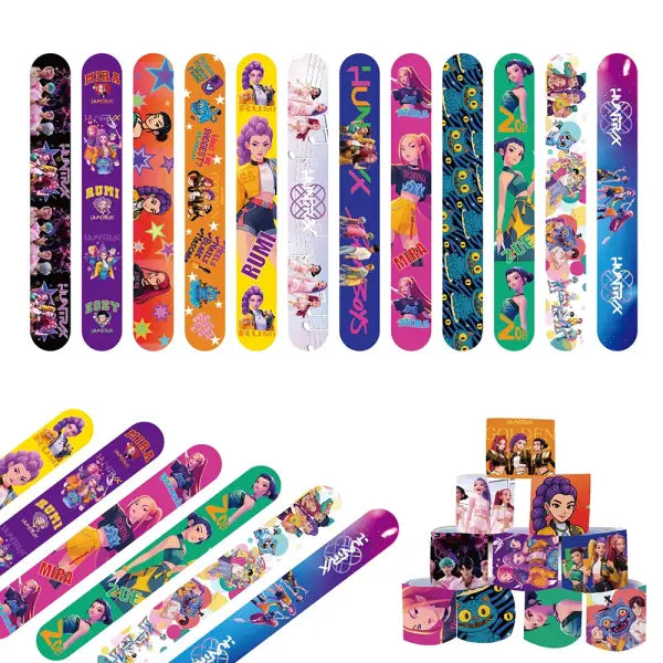 12/24/36/48pcs K-POP Demon Hunters Slap Bracelets Birthday Party Favors Gift Bag Christmas Stocking Fillers for Kids