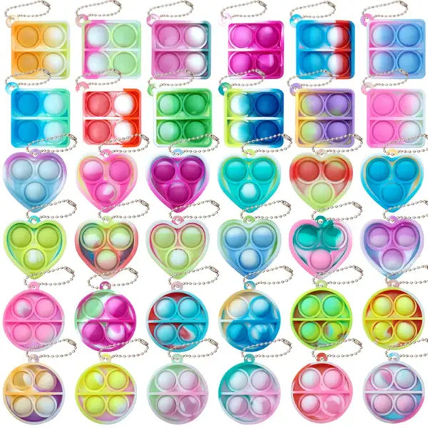 12/24 Pcs Mini with Key Chain Press Bubbles for Kids Adults Birthday Party Gifts Decoration Wedding Guest Gifts