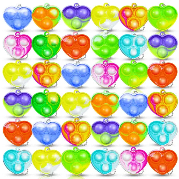 12/24 Pcs Mini Fidget Bubble Keychain Sensory Pop Toy for Party Favors & Wedding Guest Gifts - 24PCS-2