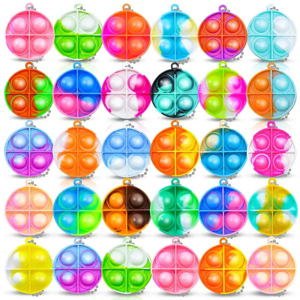 12/24 Pcs Mini Fidget Bubble Keychain Sensory Pop Toy for Party Favors & Wedding Guest Gifts - 24PCS-3