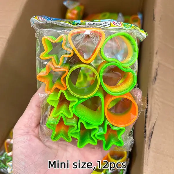 12/24 Rainbow Magic Springs Circle Toys Kids Birthday Party Favors Guests Giveaway Small Gifts Pinata Fillers Flexible