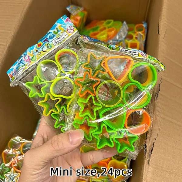 12/24 Rainbow Magic Springs Circle Toys Kids Birthday Party Favors Guests Giveaway Small Gifts Pinata Fillers Flexible