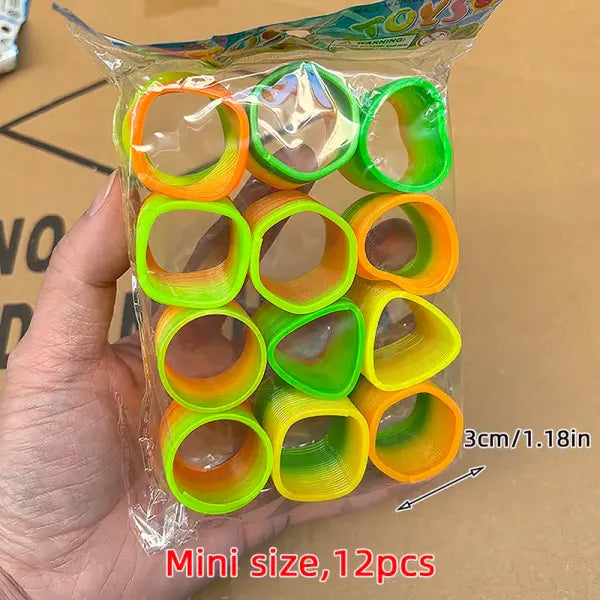 12/24 Rainbow Magic Springs Circle Toys Kids Birthday Party Favors Guests Giveaway Small Gifts Pinata Fillers Flexible