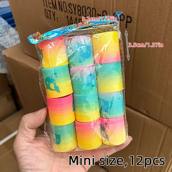12/24 Rainbow Magic Springs Circle Toys Kids Birthday Party Favors Guests Giveaway Small Gifts Pinata Fillers Flexible