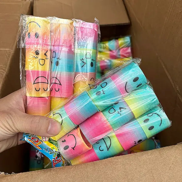 12/24 Rainbow Magic Springs Circle Toys Kids Birthday Party Favors Guests Giveaway Small Gifts Pinata Fillers Flexible