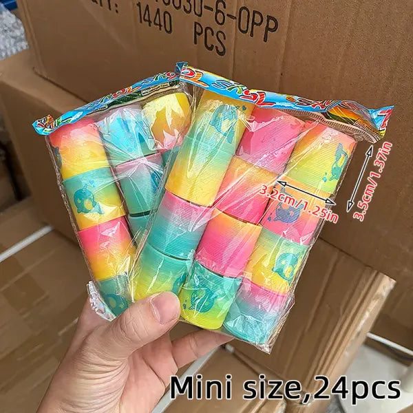 12/24 Rainbow Magic Springs Circle Toys Kids Birthday Party Favors Guests Giveaway Small Gifts Pinata Fillers Flexible