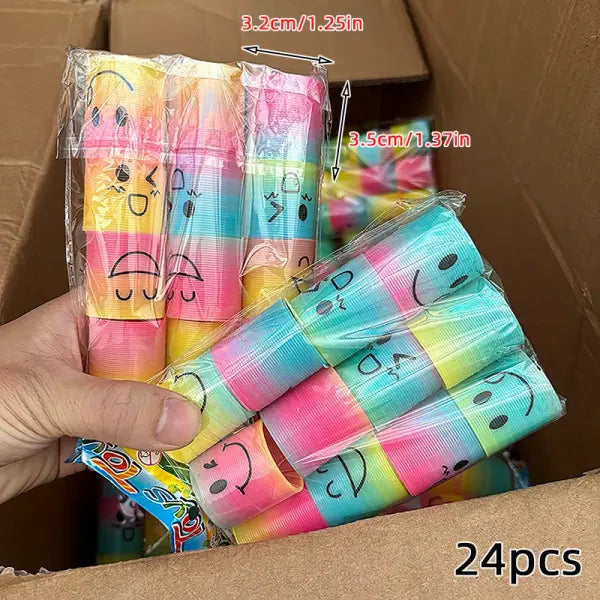 12/24 Rainbow Magic Springs Circle Toys Kids Birthday Party Favors Guests Giveaway Small Gifts Pinata Fillers Flexible