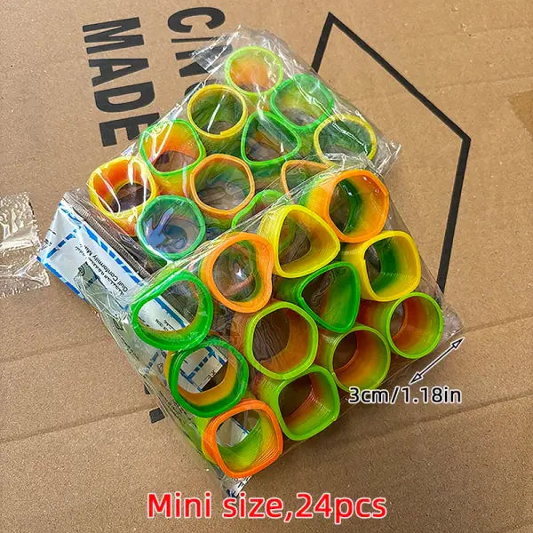 12/24 Rainbow Magic Springs Circle Toys Kids Birthday Party Favors Guests Giveaway Small Gifts Pinata Fillers Flexible